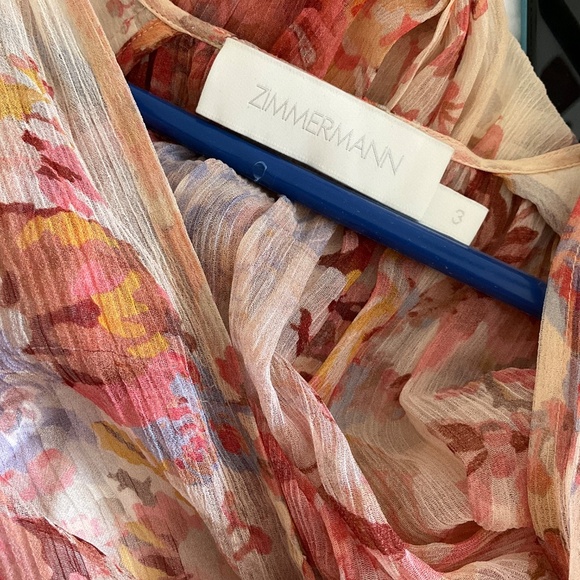 Zimmermann Devi Gathered Yoke Long Sleeve Chiffon Maxi Dress Size 3 - Picture 5 of 8